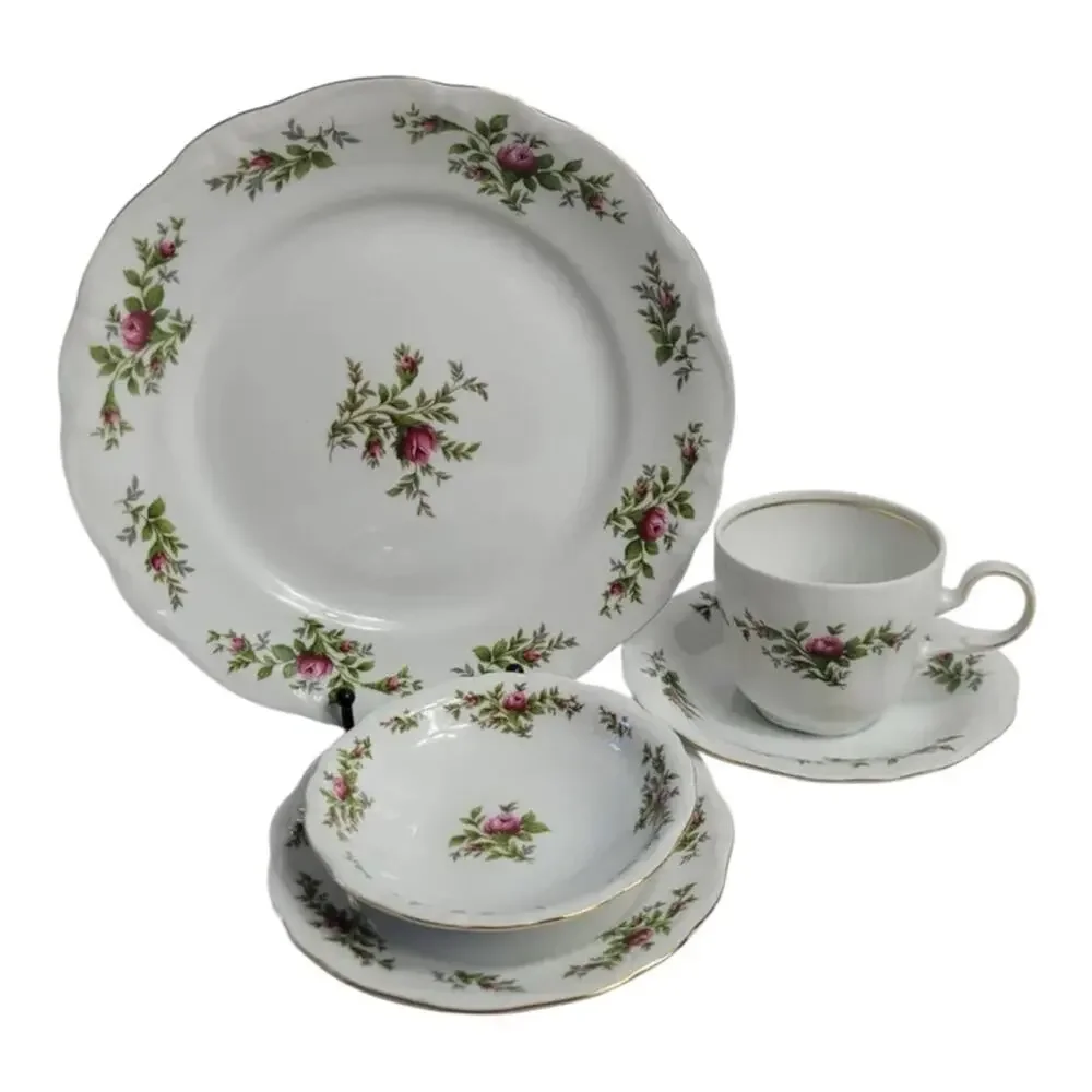 Vintage Johann Haviland Moss Rose 5 Piece Place Setting Traditions Fine China